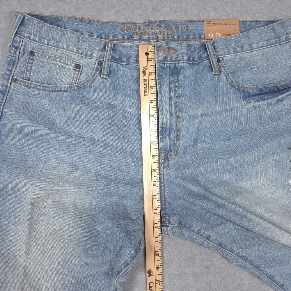 American Eagle Mens Size 40x30 Light Blue Relaxed Straight Denim Jeans Unworn - Picture 11 of 16